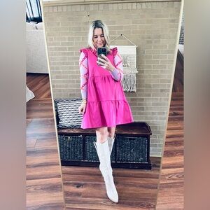 Mud Pie Fuchsia Ruffle Mini Dress